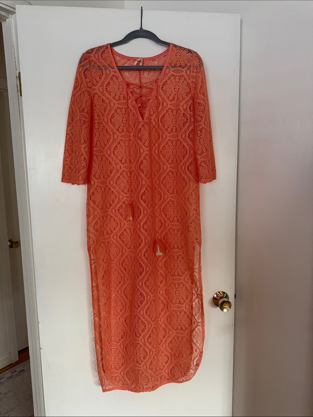 Anthropologie Coral Lace Tie-Front Cover-Up